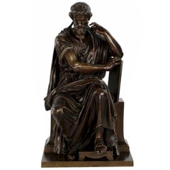 French Antique Bronze Sculpture of Zeno of Elea by Eugene Laurent