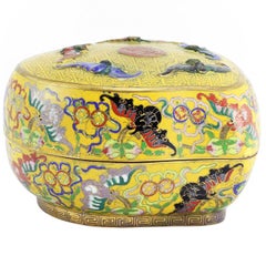 Antique Chinese Cloisonné Box in the Shape of a Peach