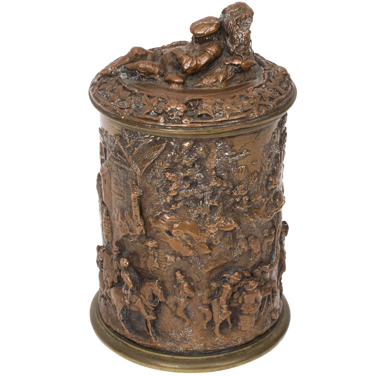19th Century Copper and Bronze Bacchanalian Tobacco Jar