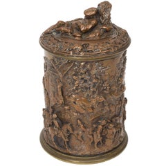 bacchanalischer Tabakkrug aus Kupfer und Bronze aus dem 19