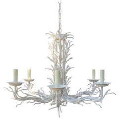 Small White Iron Coral Chandelier, circa 1970s