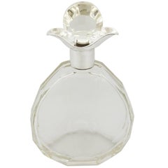 1920s Art Deco Style Cut Glass and Sterling Silver Mounted Decanter