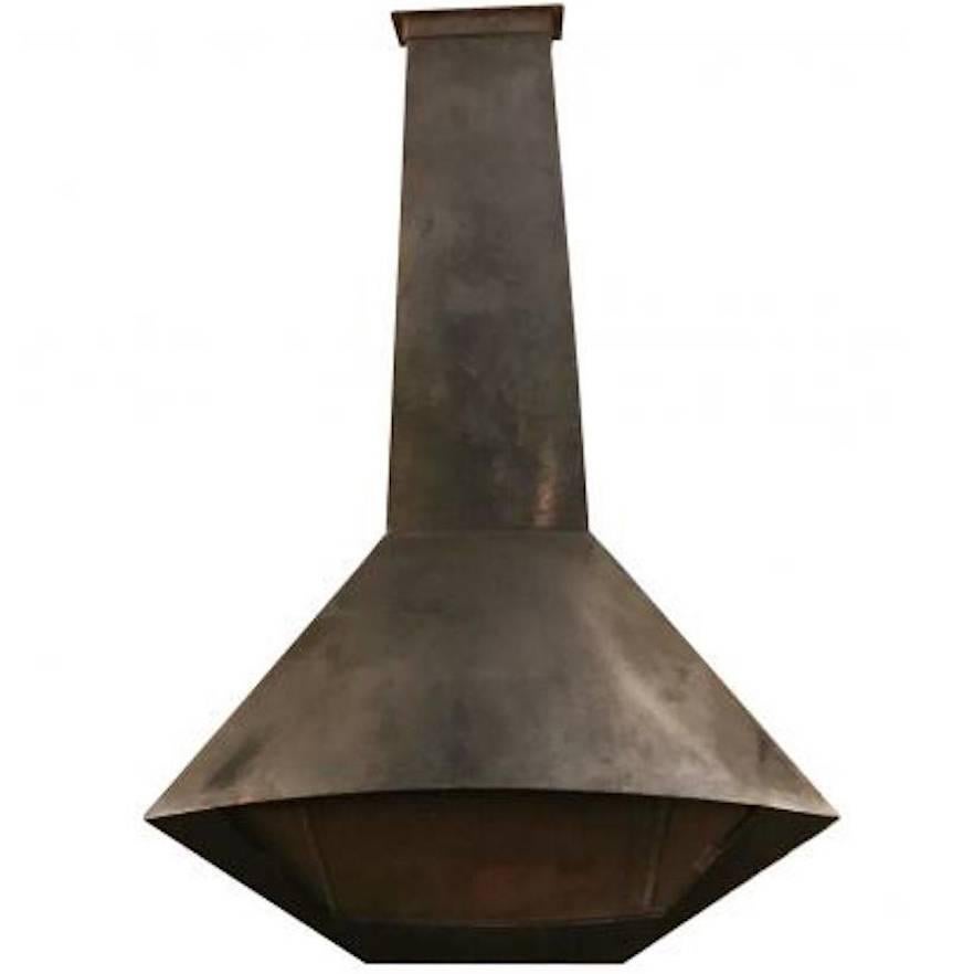 Mid-Century Modernist Metal Fireplace in the Style of Jean Royère For Sale