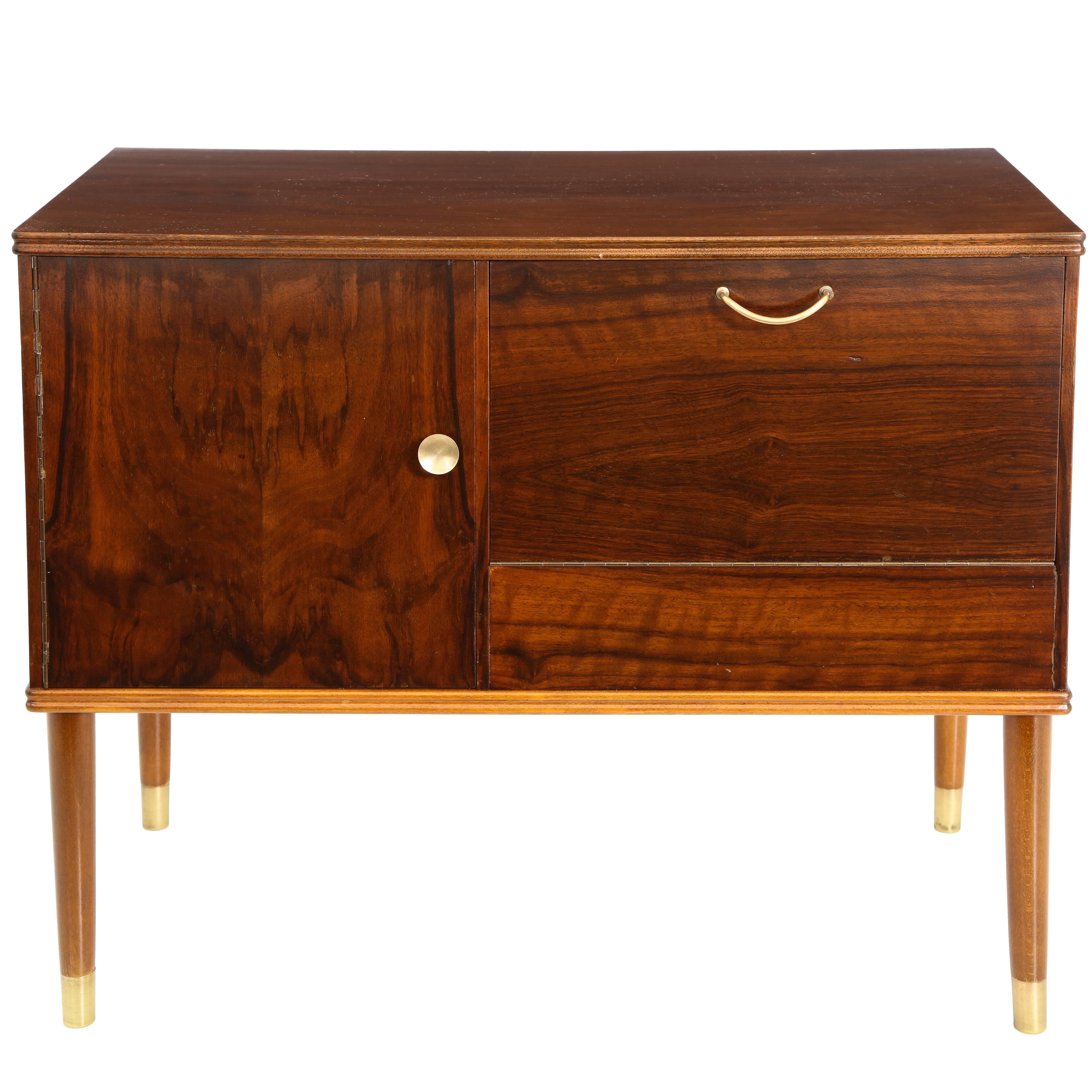 Danish Mid-Century Modern Mahogany Cabinet with Door and Drawer, Stamped