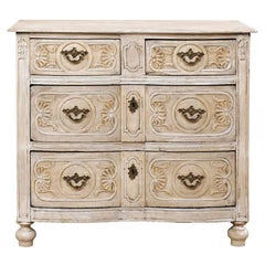 French Early 19th Century Scalloped Front & Ornately Carved Chest of Drawers