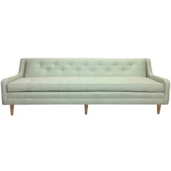 Restored Light Mint Green Mid-Century Modern Sofa