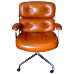 Vintage Cognac Leather Eames Time Life Chair