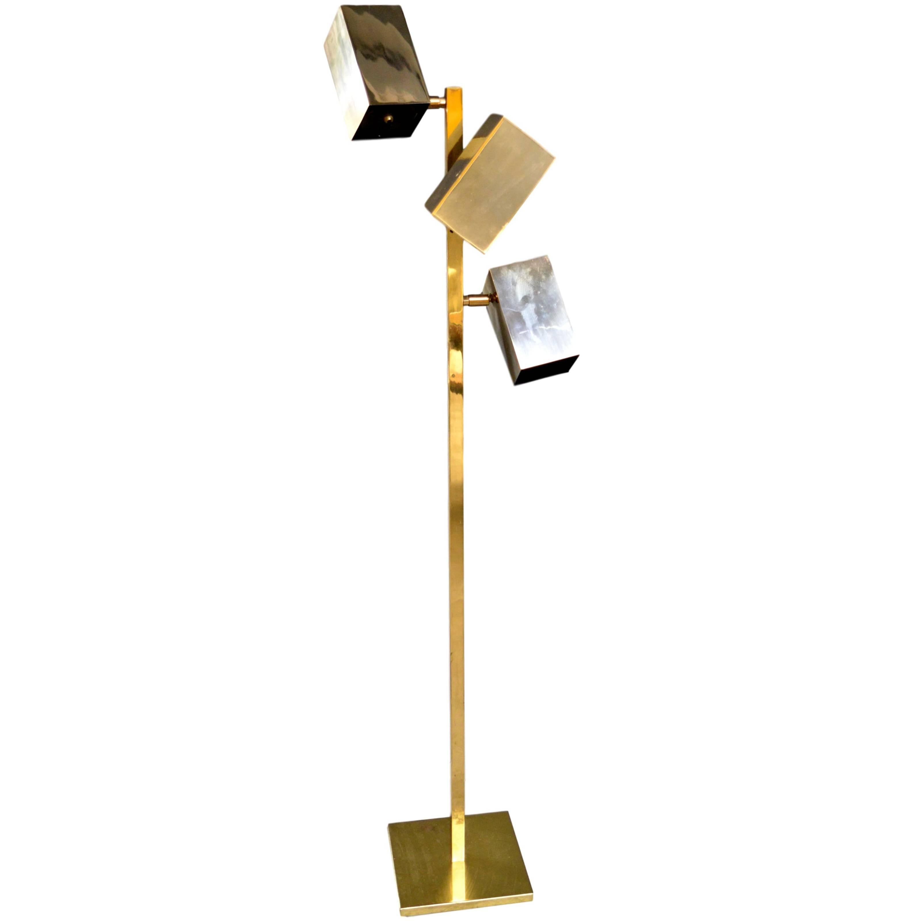 Rare Koch and Lowy Three-Light Articulating Floor Lamp