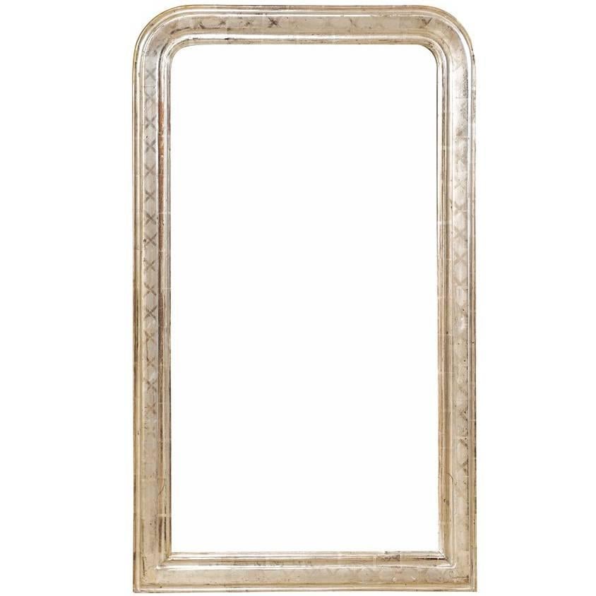 French Louis Philippe Style Silver Gilt Mirror from the Late 19th Century