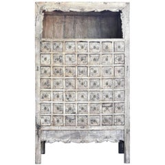 Antique White Apothecary Cabinet, Chinese, 19th Century