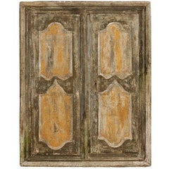 Antique Pair of Italian 18th Century Doors in Original Casing with Grey and Beige Tones