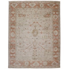 New Oushak Style Rug with Transitional Design