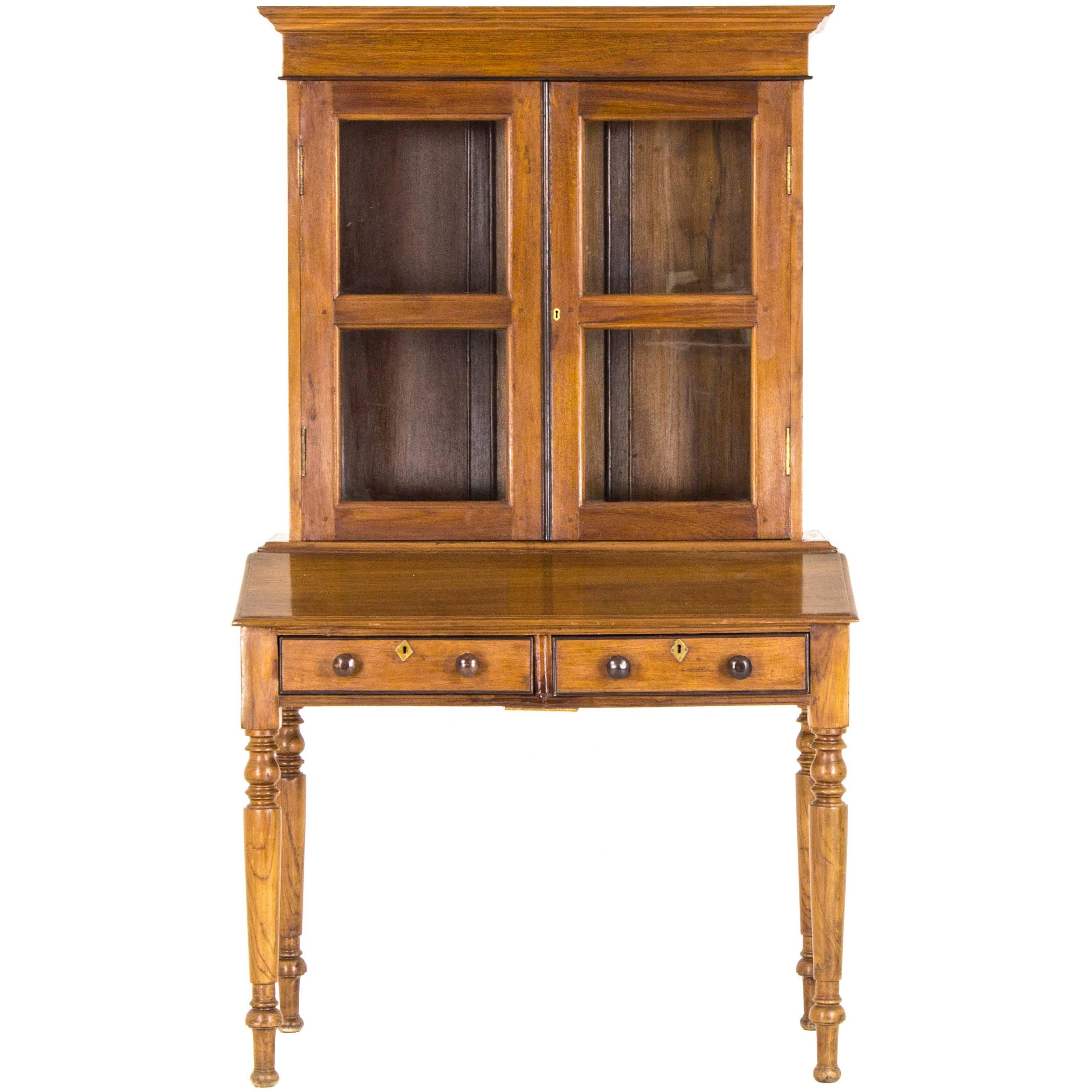 Antique Cabinet Victorian Bookcase Walnut Slant Front Desk, Scotland
