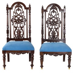 Pair of Antique Anglo-Indian or British Colonial Rosewood Low Chairs