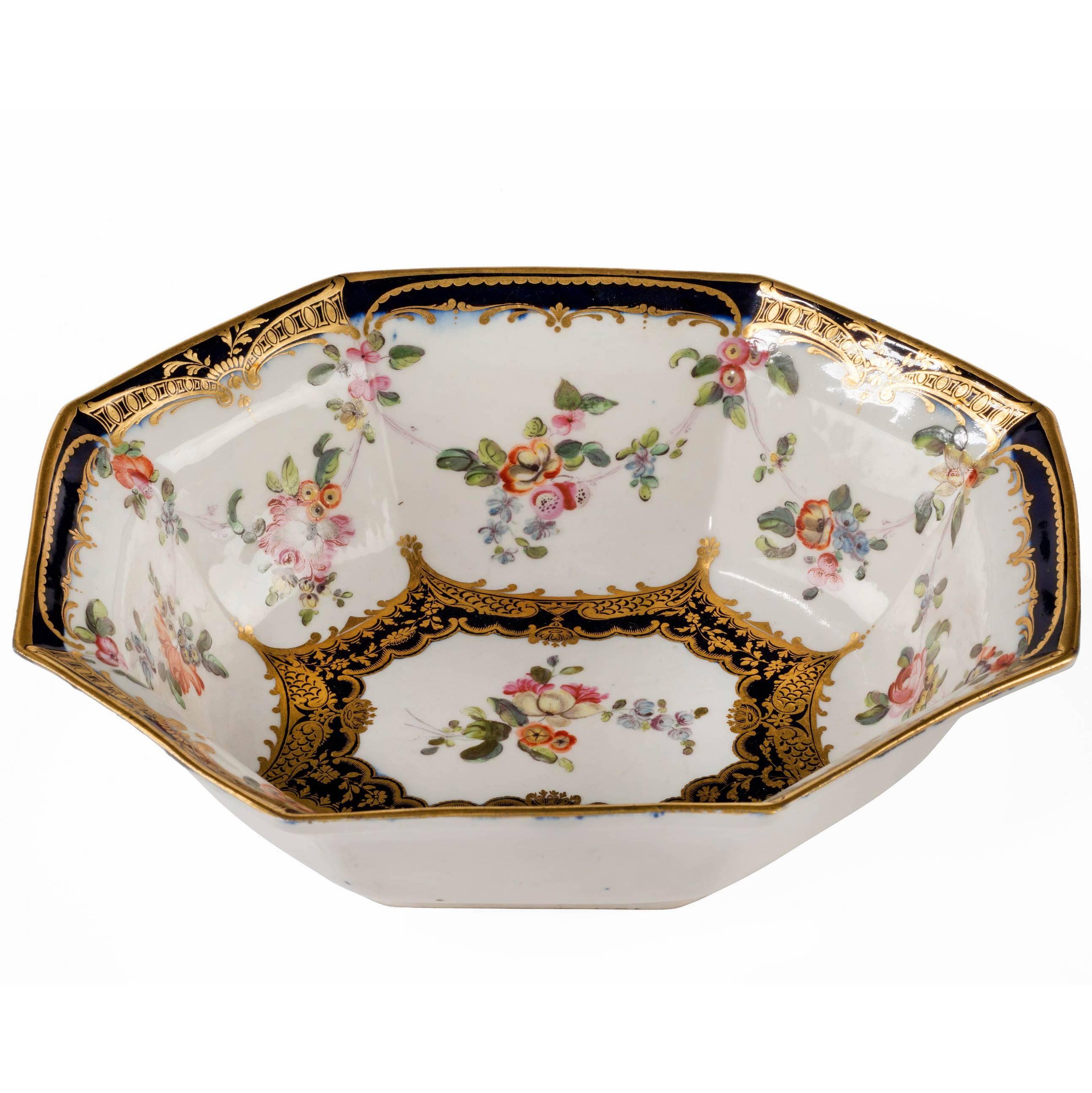 Late 18th Century Chamberlain Worcester Porcelain Octagonal Bowl