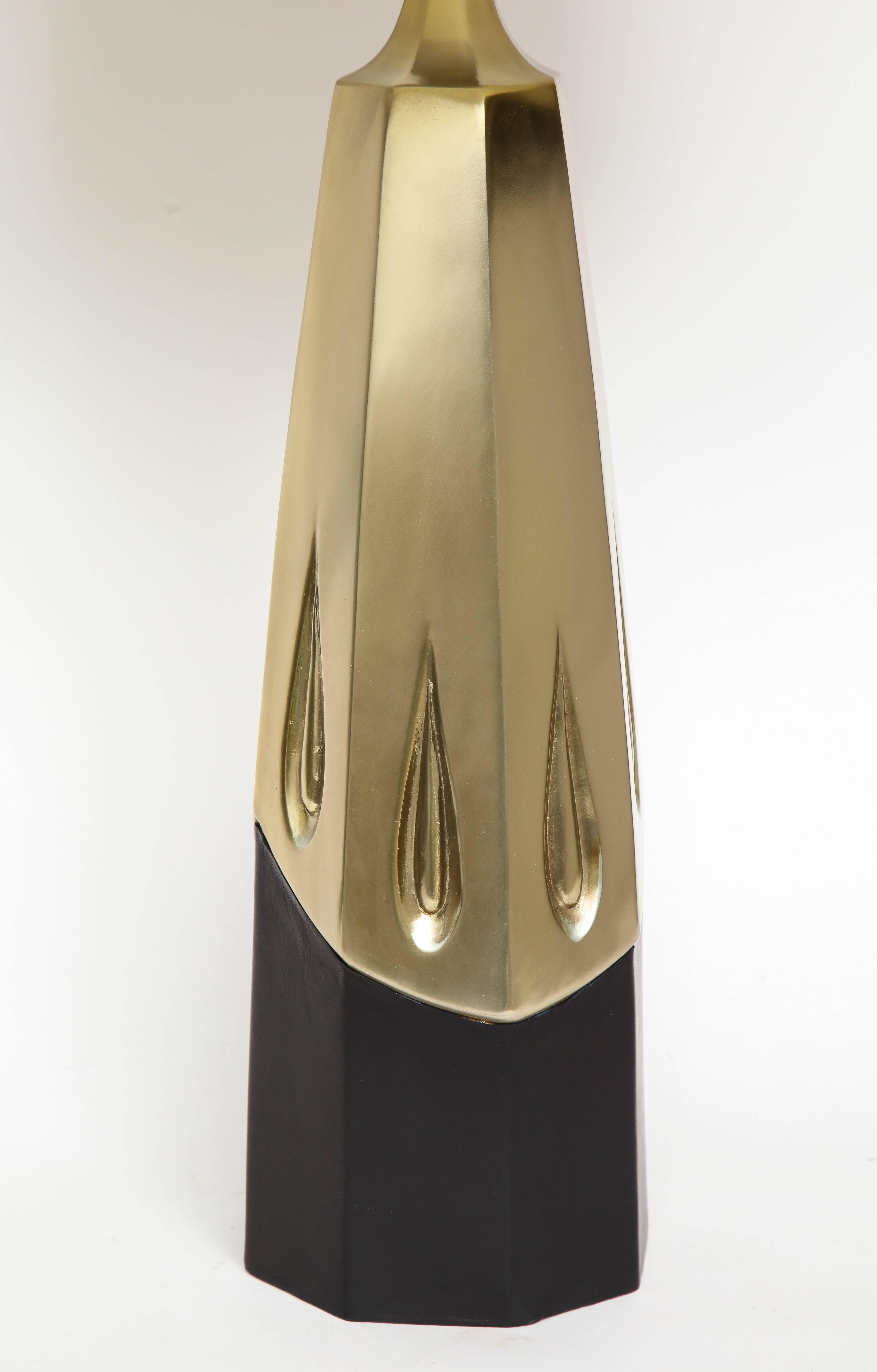 Mid-Century Modern Laurel Brutalist Brushed Brass Lamps
