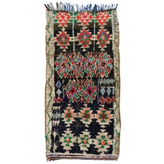 Used Berber Moroccan Boucherouite Rug with Tribal Style and Memphis Design
