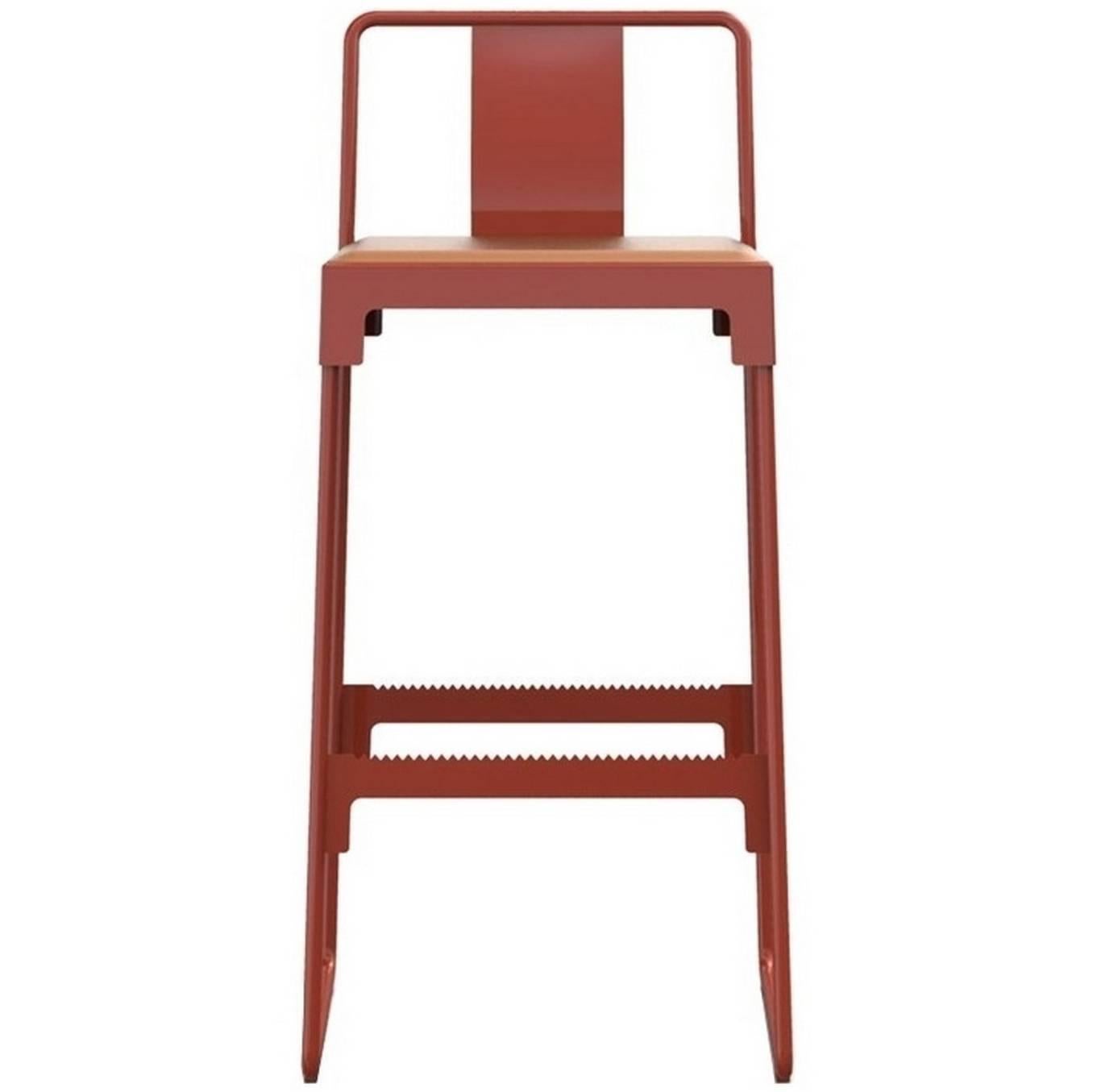 "Mingx" Indoor Steel High Stool with Back by Konstantin Grcic for Driade For Sale