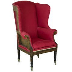 Antique Diminutive Federal Sheraton Wing Chair, New England, circa 1800-1810