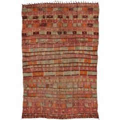 Vintage Berber Moroccan Boujad Rug with Post-Modern Cubism Style