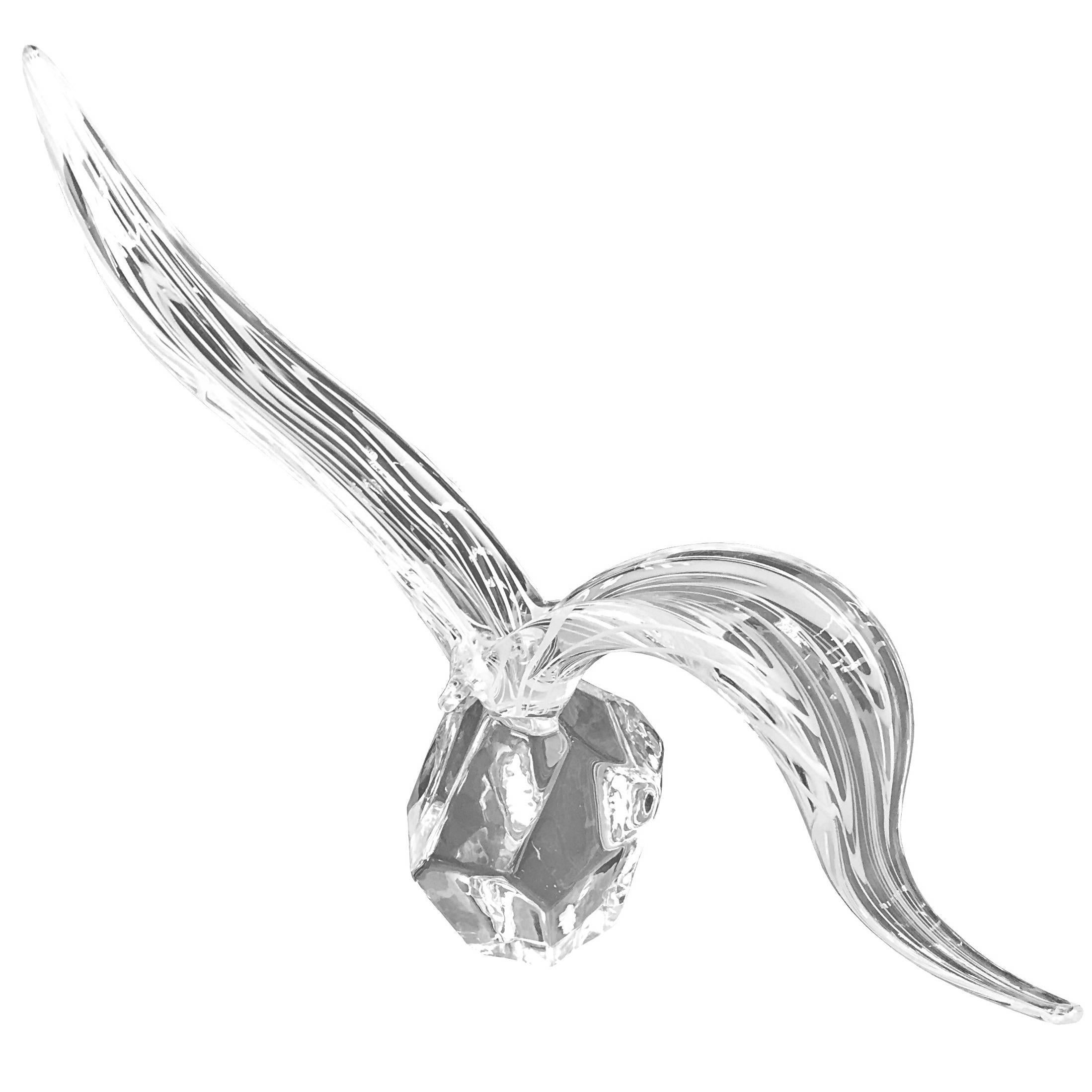 Vintage Murano Glass Sculpture by Licio Zanetti "Bird at Flight"