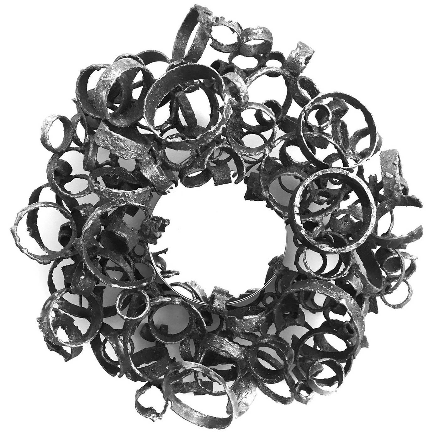 Torch-Cut Welded Steel Ring Mirror by James Bearden