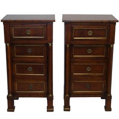 Pair of 19th Century Italian Walnut Empire Comodini