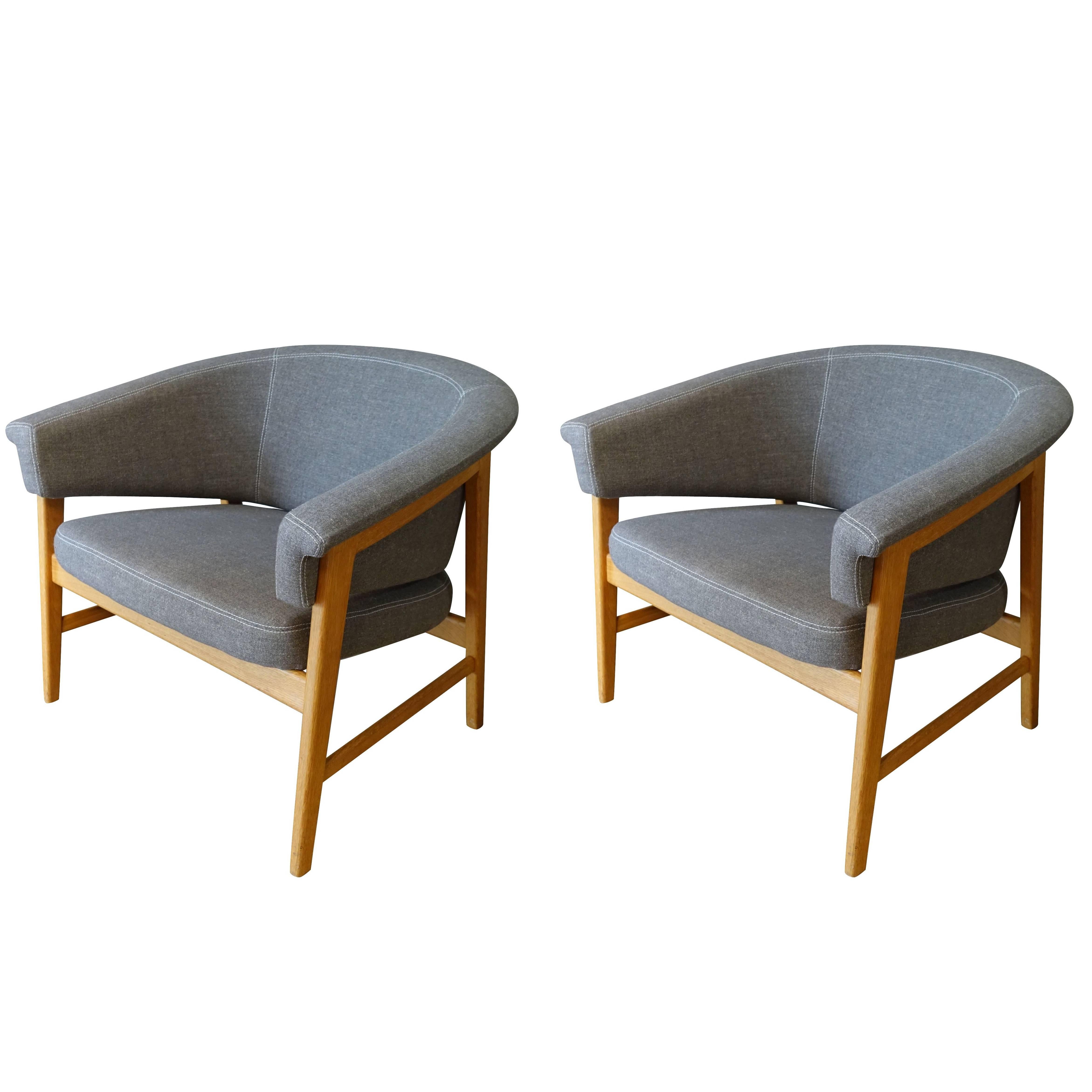 Swedish Upholstered Pair of Side Chairs, Mid-Century