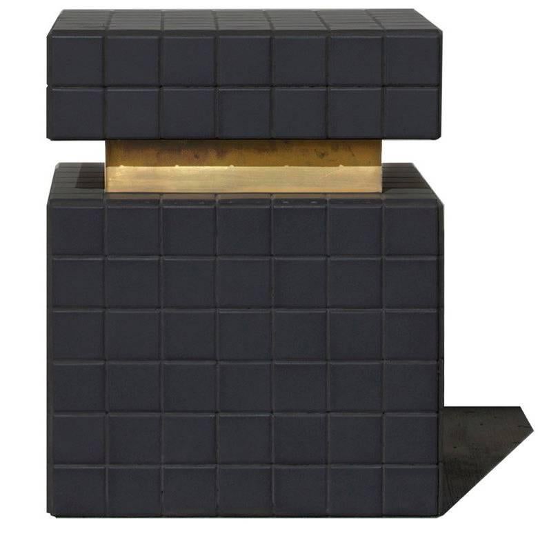 BT I Tiled Side Table in Ceramic and Brass by Nima Abili For Sale