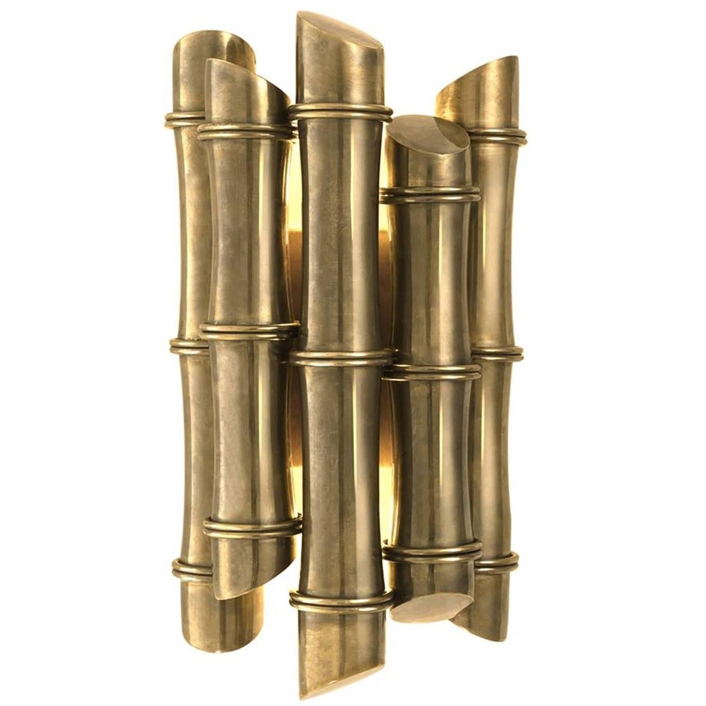Spa Wall Light in Vintage Brass or Polished Stainless Steel Finish For Sale