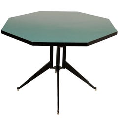 Table Metal Wood Formica Vintage Manufactured in Italy, 1950s-1960s