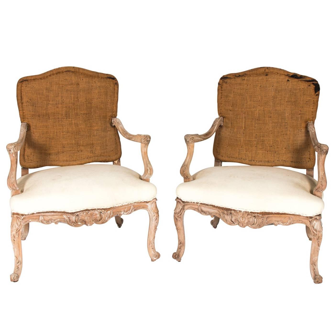 Louis XV Style Open Armchairs For Sale
