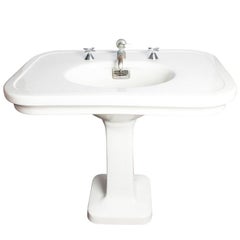 Antique Large China Pedestal Sink