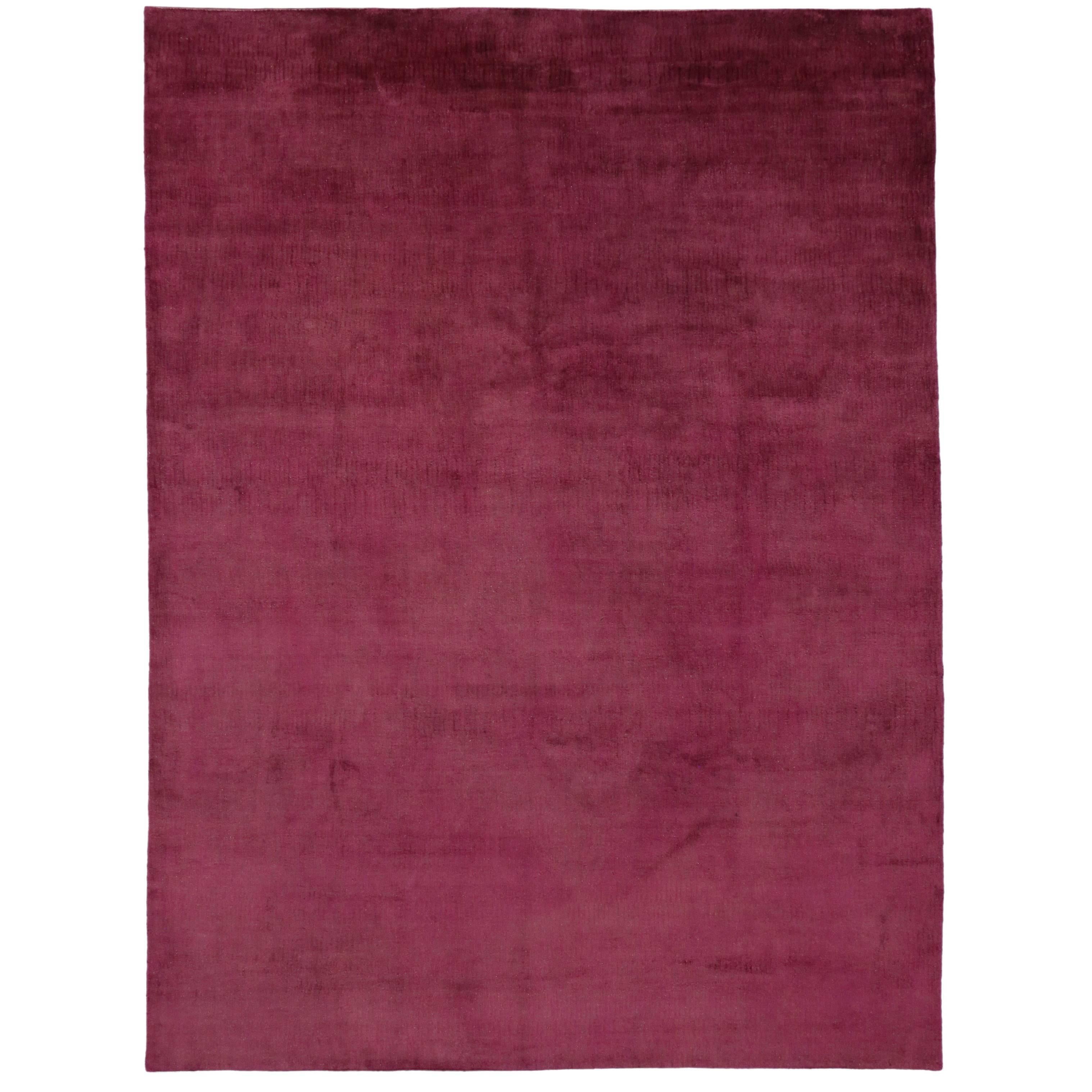 New Modern Raspberry-Magenta Contemporary Rug with Transitional Bohemian Style
