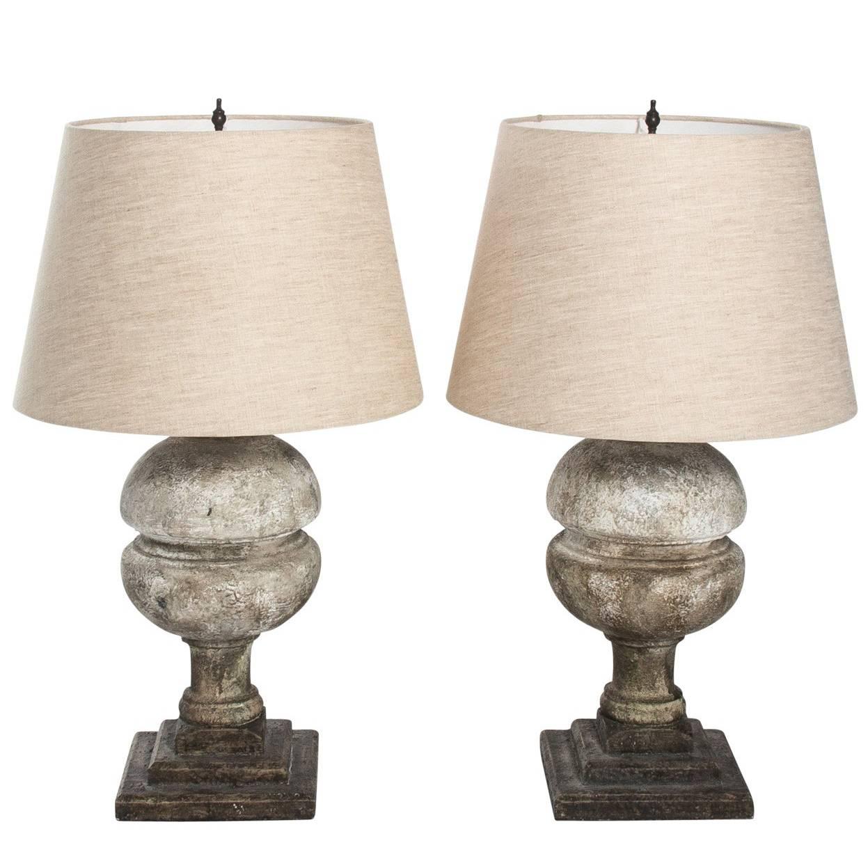 Pair of Faux Stone Lamps