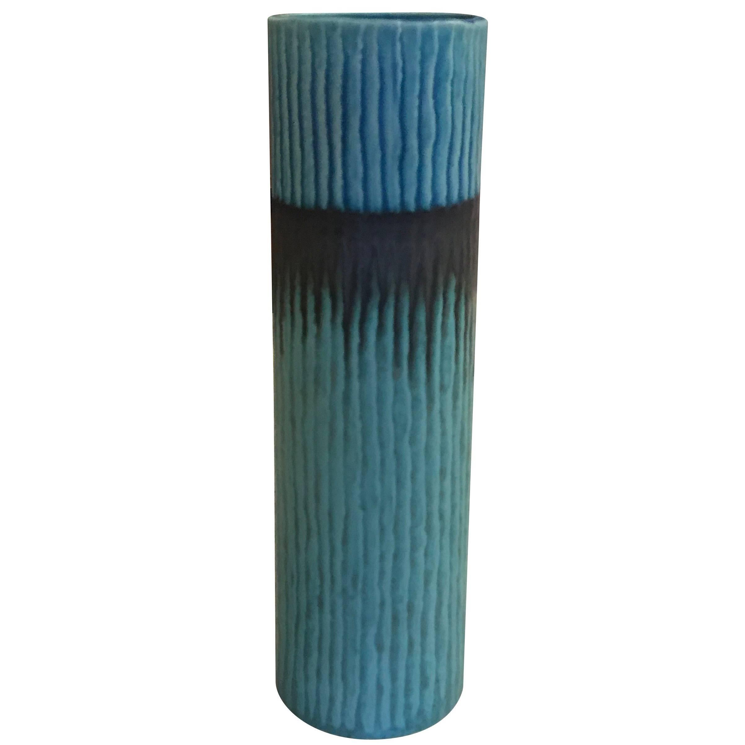 Vintage Inspired Shades of Blue Vase, Thailand, Contemporary