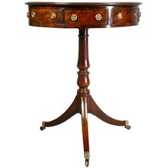 Antique Regency Mahogany and Ebony Small Drum Table