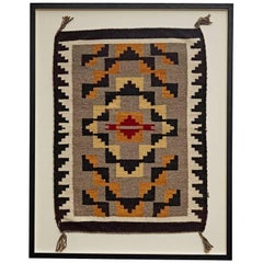 Framed Small Navajo Weaving with Sawtooth Motif, circa 1920s 1