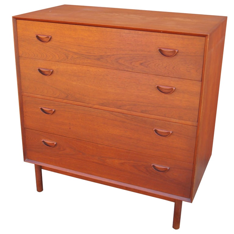 Teak Gentleman's Dresser with Mirror by Peter Hvidt and Orla Mølgaard