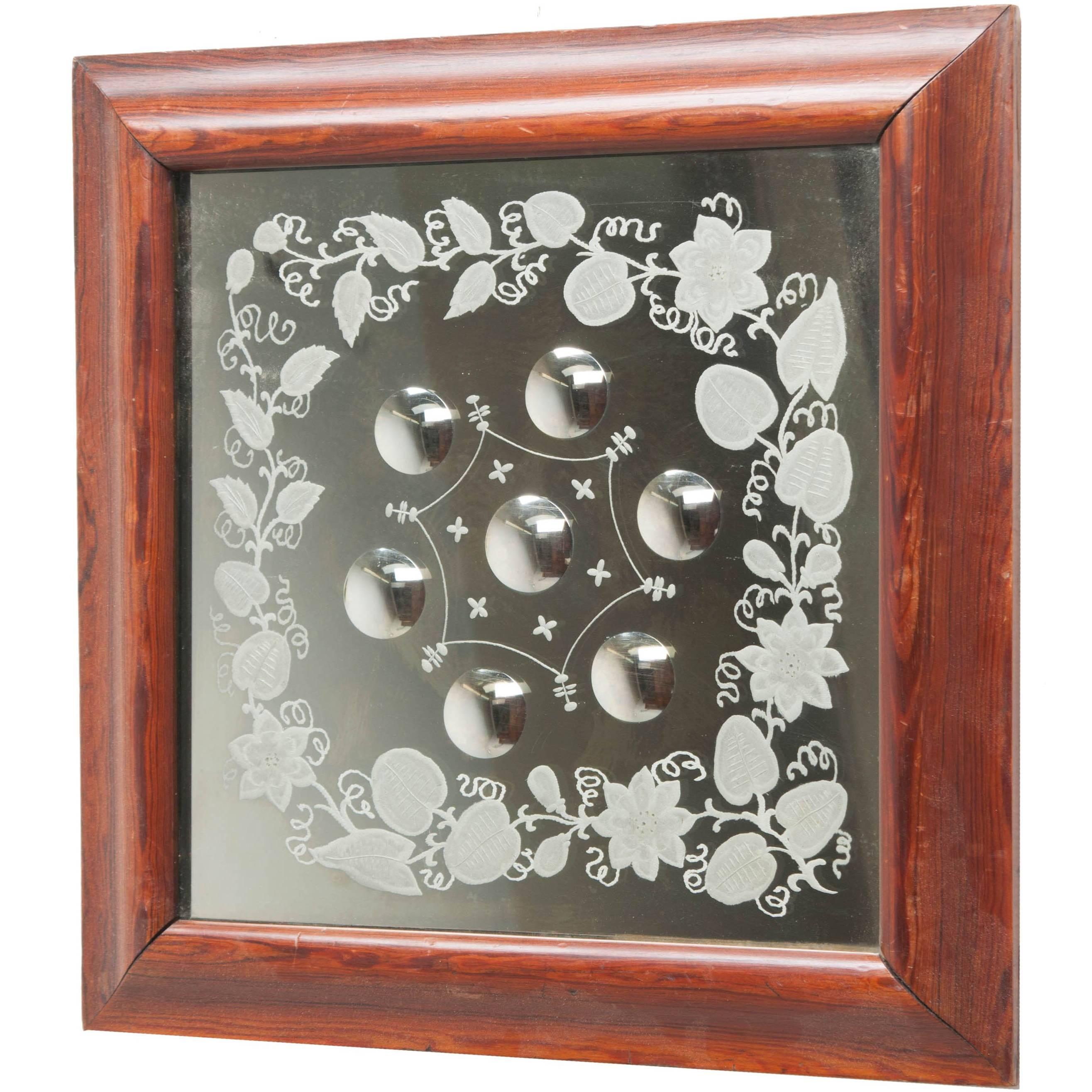 English, 19th Century, Square Framed Bullseye Mirror For Sale