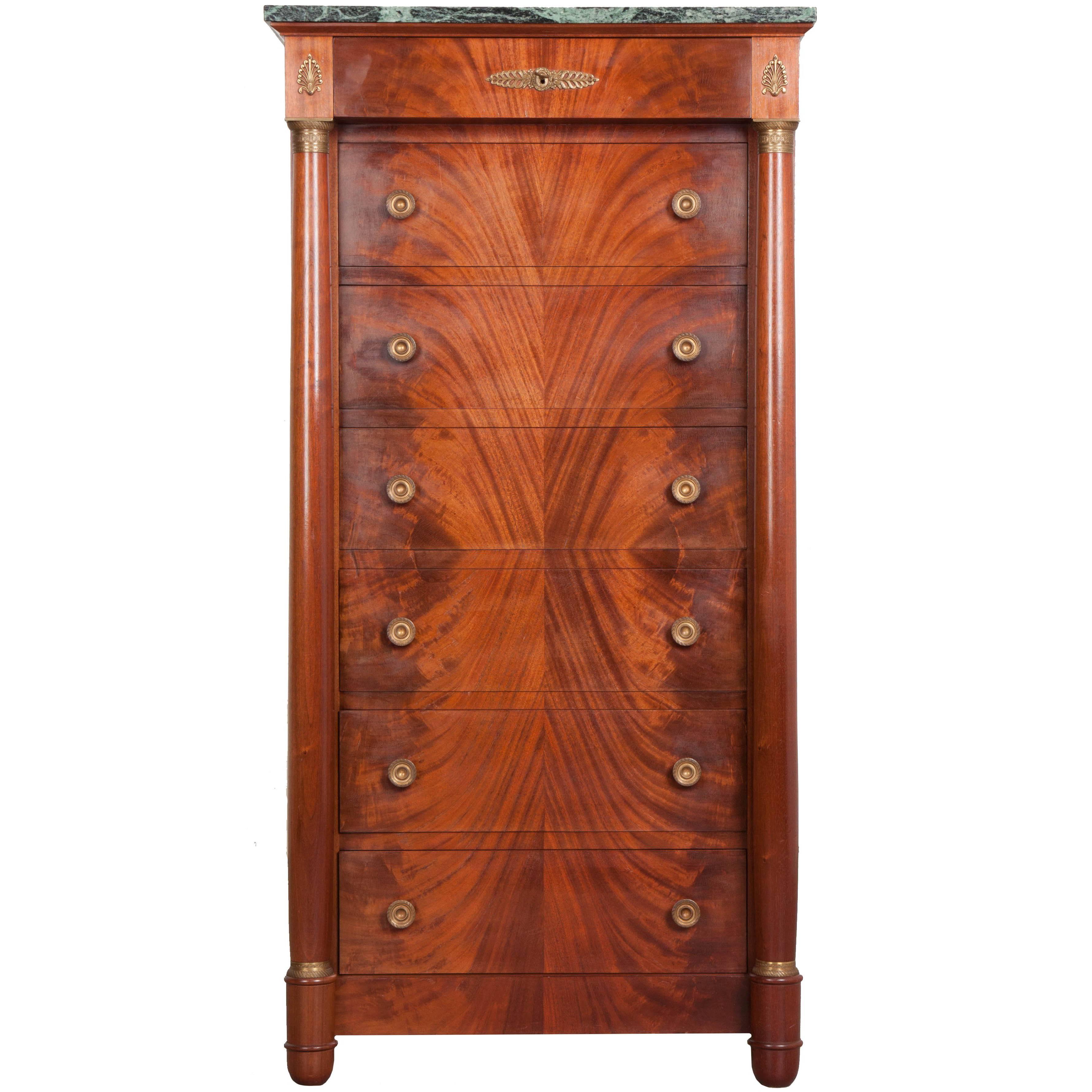 French Empire Style Mahogany Lingerie Commode