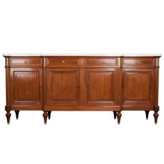 French Mahogany Louis XVI Style Enfilade with Marble Top