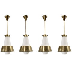 Set of Seven Large Pendant Lamps by Jonas Hidle for Høvik Verk, 1950s