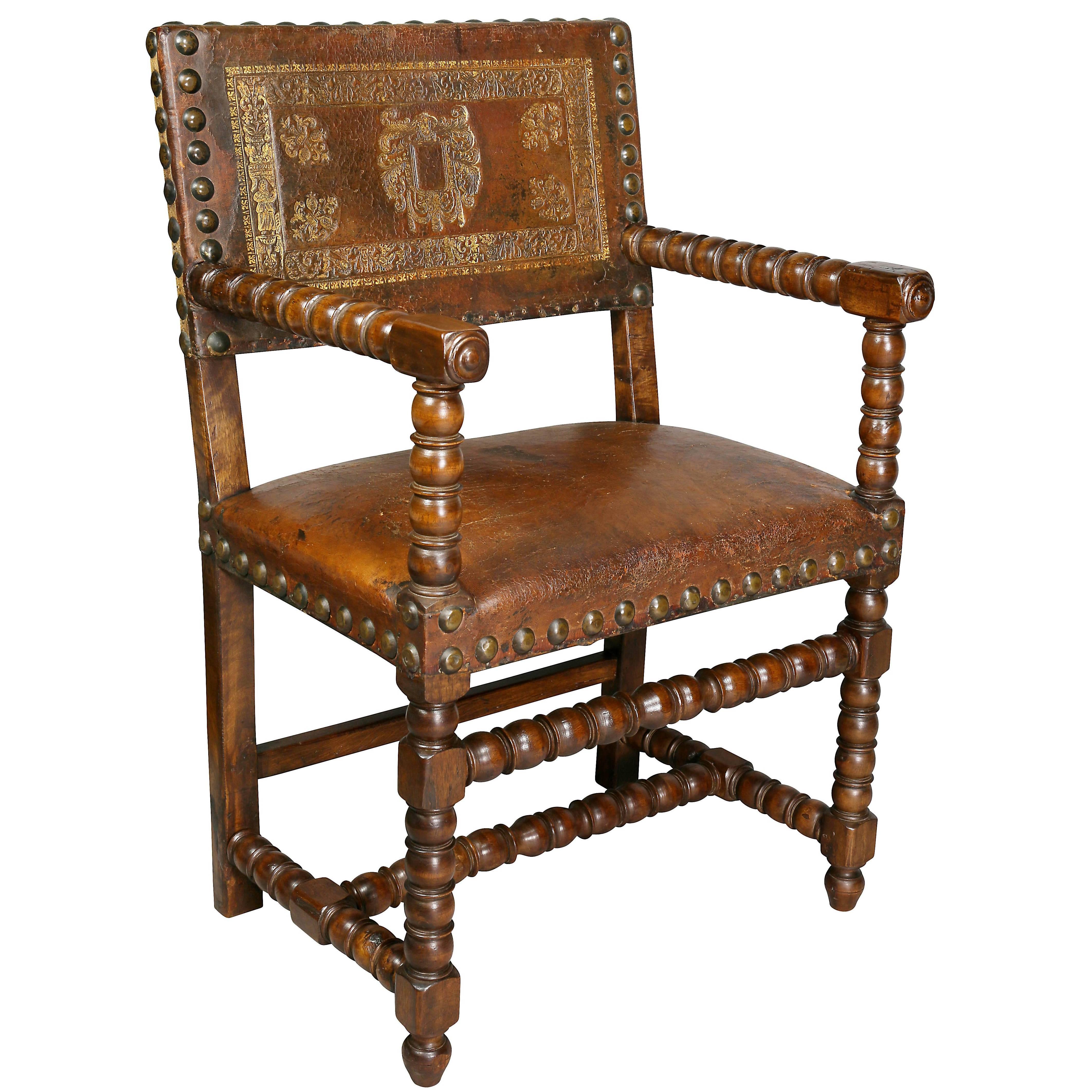 Flemish Baroque Walnut Armchair