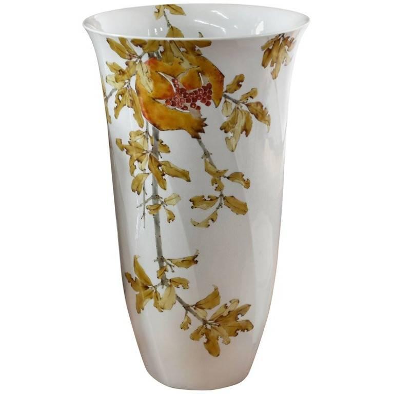 Japanese Kutani HandPainted Large Porcelain Vase by Master Artist at