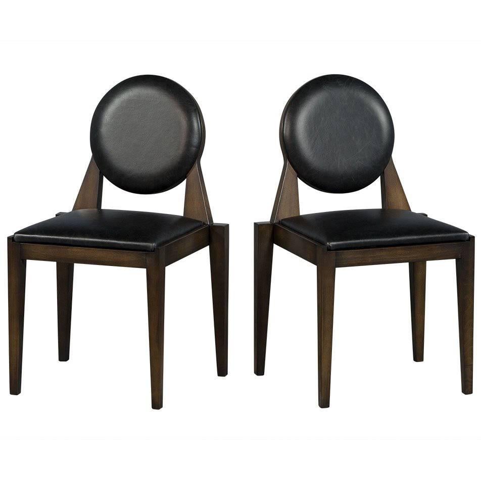 Pair of Carrocel Custom Aridis Art Deco Dining Accent Chairs