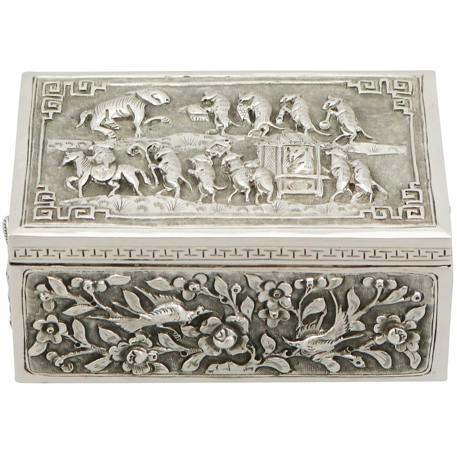 1890s Antique Chinese Export Silver Box