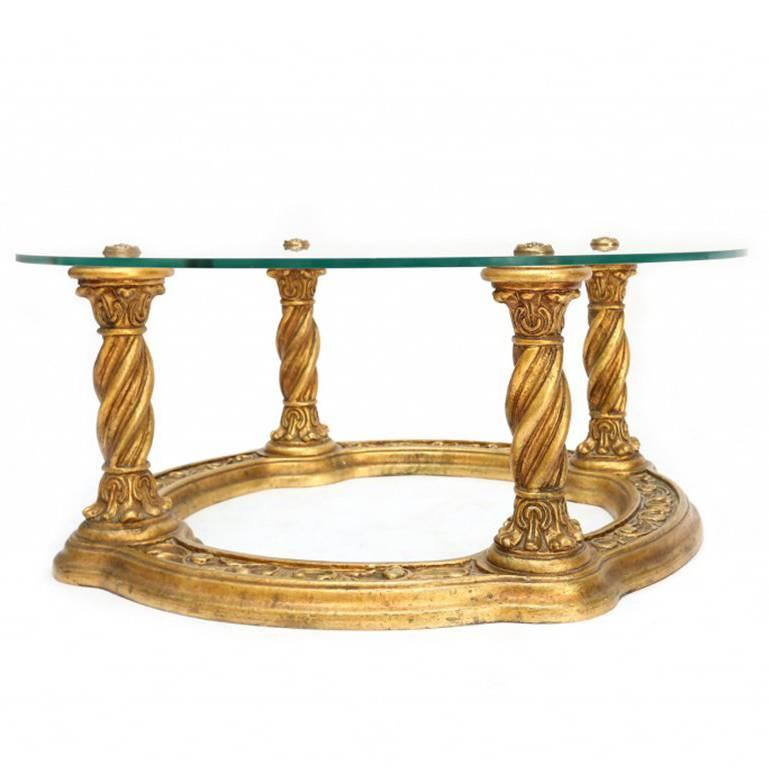 Hollywood regency 1960s Carved Giltwood Coffee Table