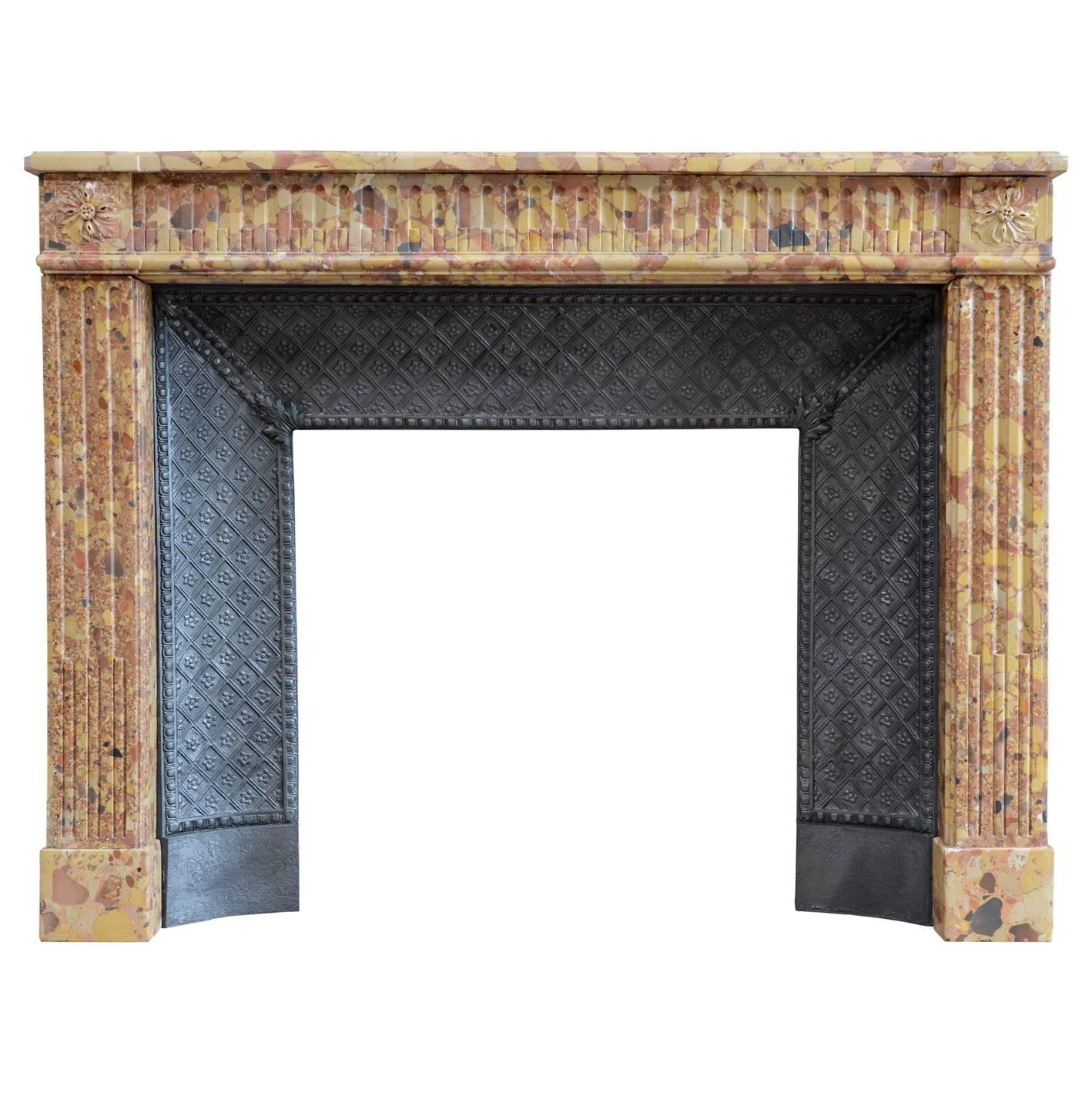 Louis XVI in Breche d'Alep Marble Fireplace, 19th Century For Sale