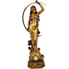 Gilded Bronze Statue of Goddess 'Selene' by August Moreau 10